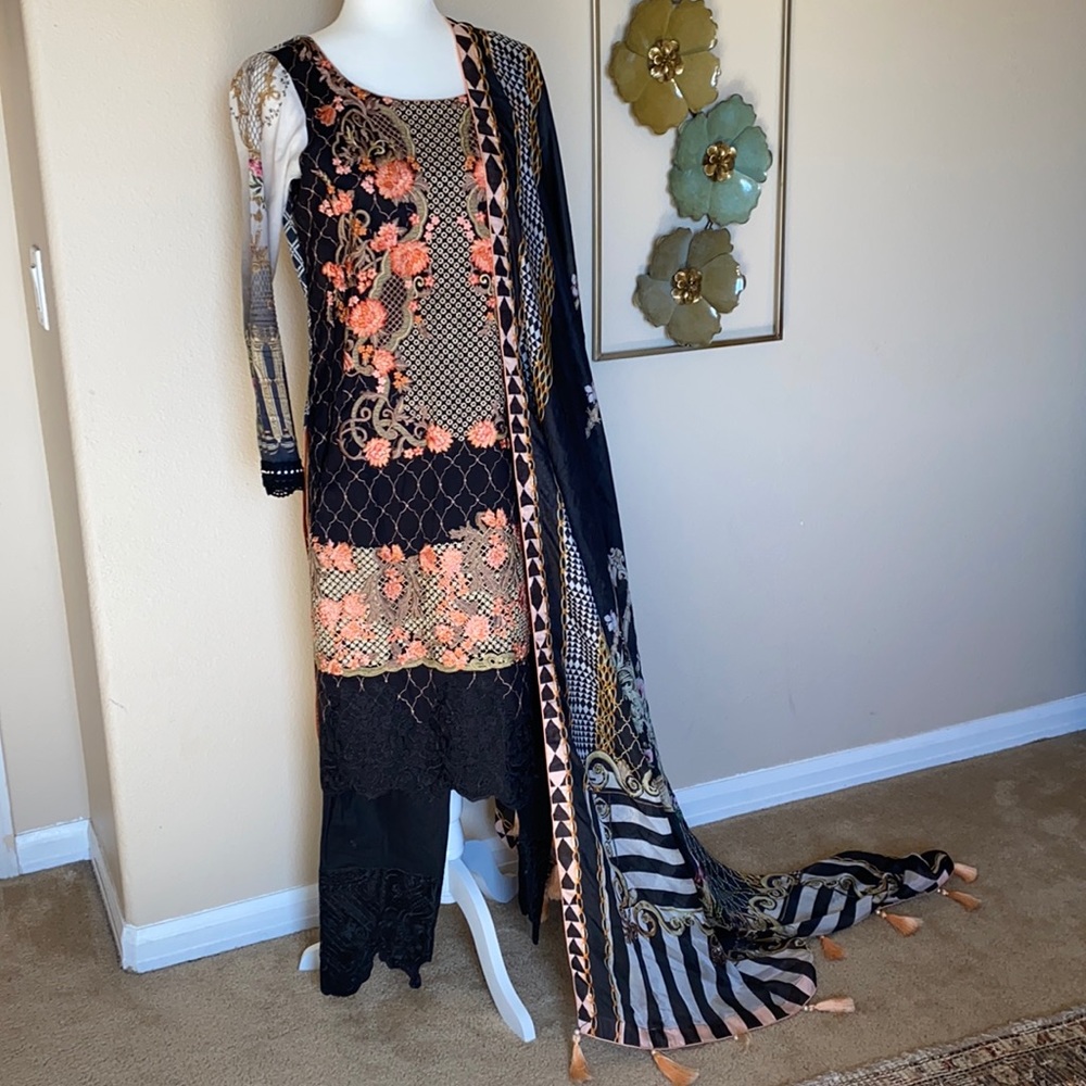 Sobia nazir embroidered black lawn suit